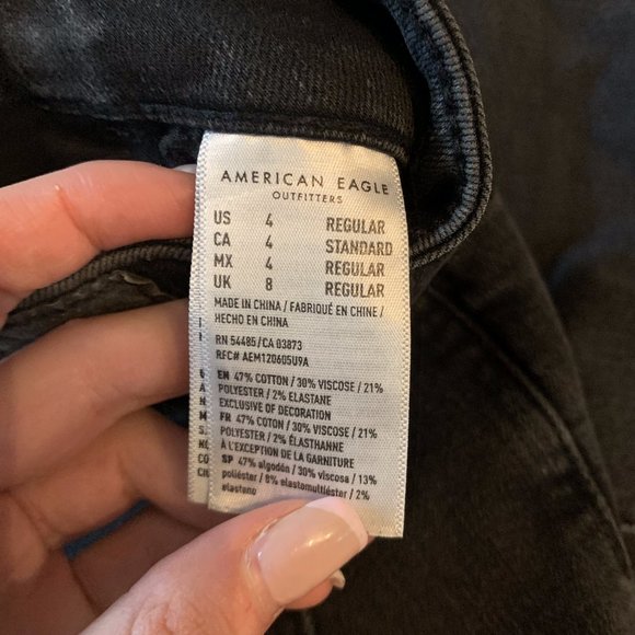 American Eagle Black Ripped High Waist Skinny Jeans - Size 4 - Picture 2 of 2
